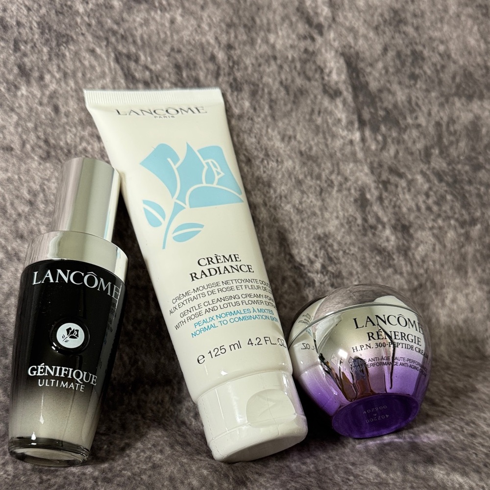 Lancome Skincare Set - blue cleanser 4.2oz Génifique 1oz renergie cream 0.5oz